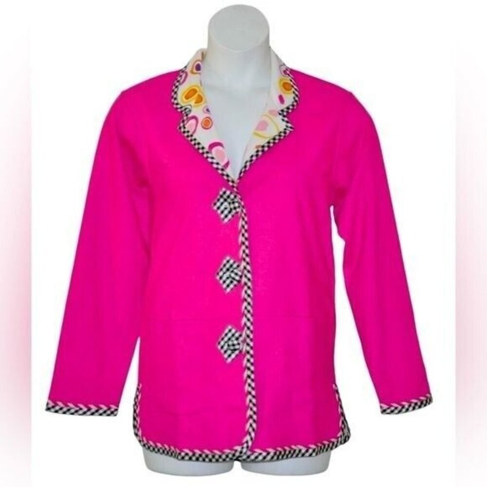 Koos Of Course Reversible Pink Print Jacket Blazer Plus Size 1X EUC